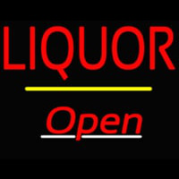 Liquor Open Yellow Line Enseigne Néon