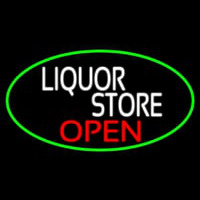 Liquor Store Open Oval With Green Border Enseigne Néon