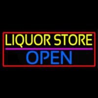 Liquor Store Open With Red Border Enseigne Néon