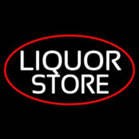 Liquor Store Oval With Red Border Enseigne Néon