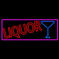 Liquor With Martini Glass With Pink Border Enseigne Néon