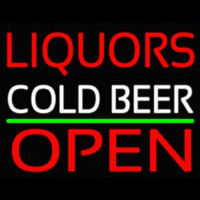 Liquors Cold Beer Open 1 Enseigne Néon