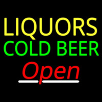Liquors Cold Beer Open 2 Enseigne Néon