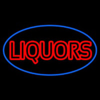 Liquors Oval With Blue Border Enseigne Néon