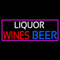 Liquors Wines Beer With Pink Border Enseigne Néon