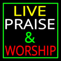 Live Praise And Worship Green Border Enseigne Néon