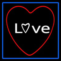 Love Red Heart With Blue Border Enseigne Néon