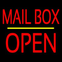Mailbo  Open Block Yellow Line Enseigne Néon