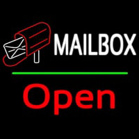 Mailbo  Red Logo With Open 2 Enseigne Néon