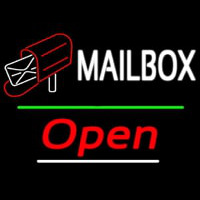 Mailbo  Red Logo With Open 3 Enseigne Néon