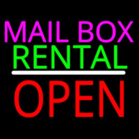 Mailbo  Rental Open Block White Line Enseigne Néon