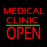 Medical Clinic Block Open Green Line Enseigne Néon