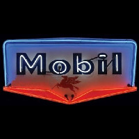 Mobil Gasoline Enseigne Néon