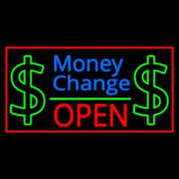 Money Change Dollar Logo Open Red Border Enseigne Néon