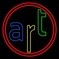 Multi Color Art With Red Circle Enseigne Néon