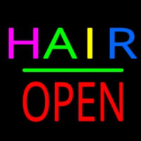 Multi Colored Hair Block Open Green Line Enseigne Néon