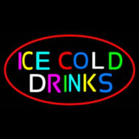 Multi Colored Ice Cold Drinks Enseigne Néon