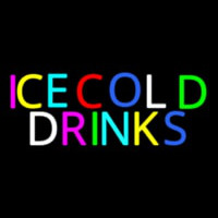Multi Colored Ice Cold Drinks Enseigne Néon