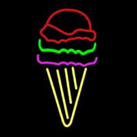 Multi Colored Ice Cream Cone Logo Enseigne Néon