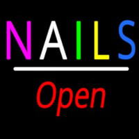 Multi Colored Nails Open White Line Enseigne Néon