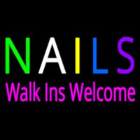Multi Colored Nails Walk Ins Welcome Enseigne Néon