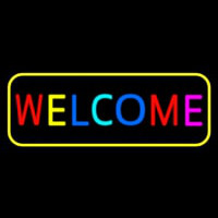 Multi Colored Welcome Bar With Yellow Border Enseigne Néon