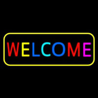 Multi Colored Welcome Bar With Yellow Border Enseigne Néon