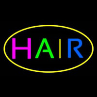 Multicolored Hair Oval Yellow Enseigne Néon