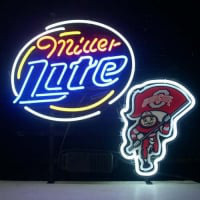 Ohio State Buckeyes Brutus Miller Lite Bière Neon Bar Pub Enseigne