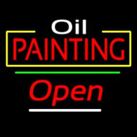 Oil Painting Green Line Open Enseigne Néon