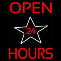 Open 24 Hours Star Enseigne Néon