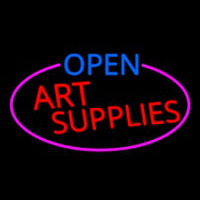 Open Art Supplies Oval With Pink Border Enseigne Néon