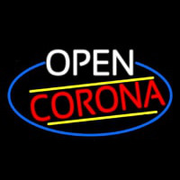 Open Corona Oval With Blue Border Enseigne Néon