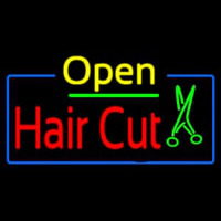 Open Hair Cut With Scissor Enseigne Néon