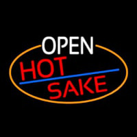 Open Hot Sake Oval With Orange Border Enseigne Néon