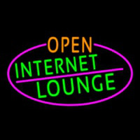 Open Internet Lounge Oval With Pink Border Enseigne Néon