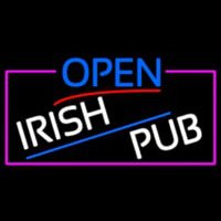 Open Irish Pub With Pink Border Enseigne Néon