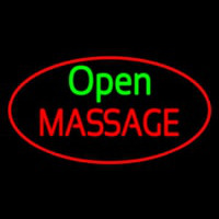 Open Massage Oval Red Enseigne Néon