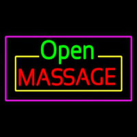 Open Massage Rectangle Pink Enseigne Néon