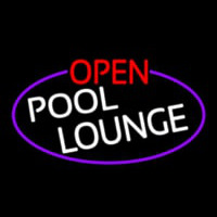 Open Pool Lounge Oval With Purple Border Enseigne Néon