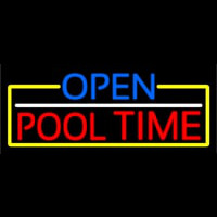 Open Pool Time With Yellow Border Enseigne Néon