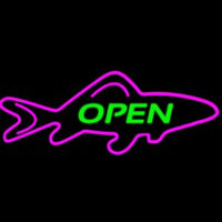 Open Purple Finned Fish Enseigne Néon