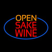 Open Sake Wine Oval With Blue Border Enseigne Néon
