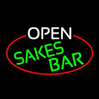 Open Sakes Bar Oval With Red Border Enseigne Néon