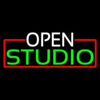 Open Studio With Red Border Enseigne Néon