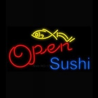 Open Sushi Fish Enseigne Néon