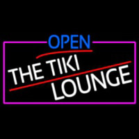 Open The Tiki Lounge With Pink Border Enseigne Néon