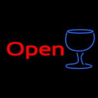 Open Wine Glass Enseigne Néon