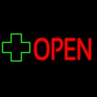 Open With Cross Logo Enseigne Néon