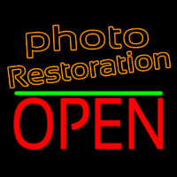 Orange Photo Restoration With Open 1 Enseigne Néon